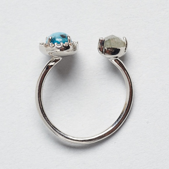 TAI RING WITH LABRADORITE & DARK BLUE OPAQUE STONE - Picture 2 of 7